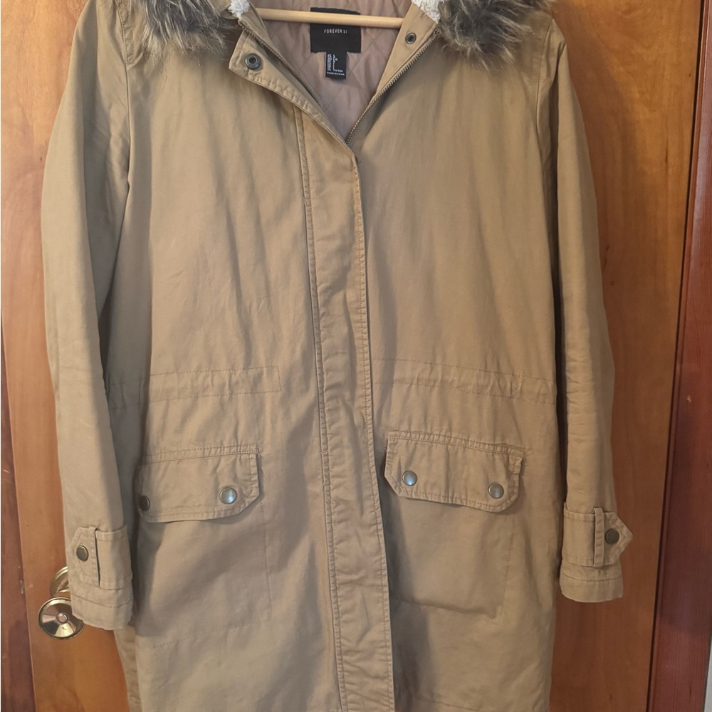 Women's Tan Parka Coat